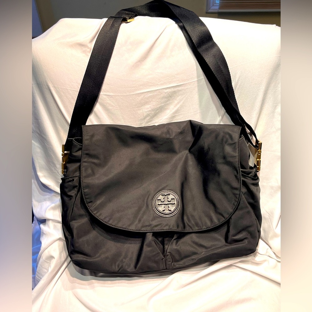 Tory Burch Black Nylon Used Diaper Bag
